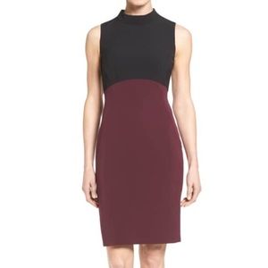 Halogen black and burgundy mock neck dress